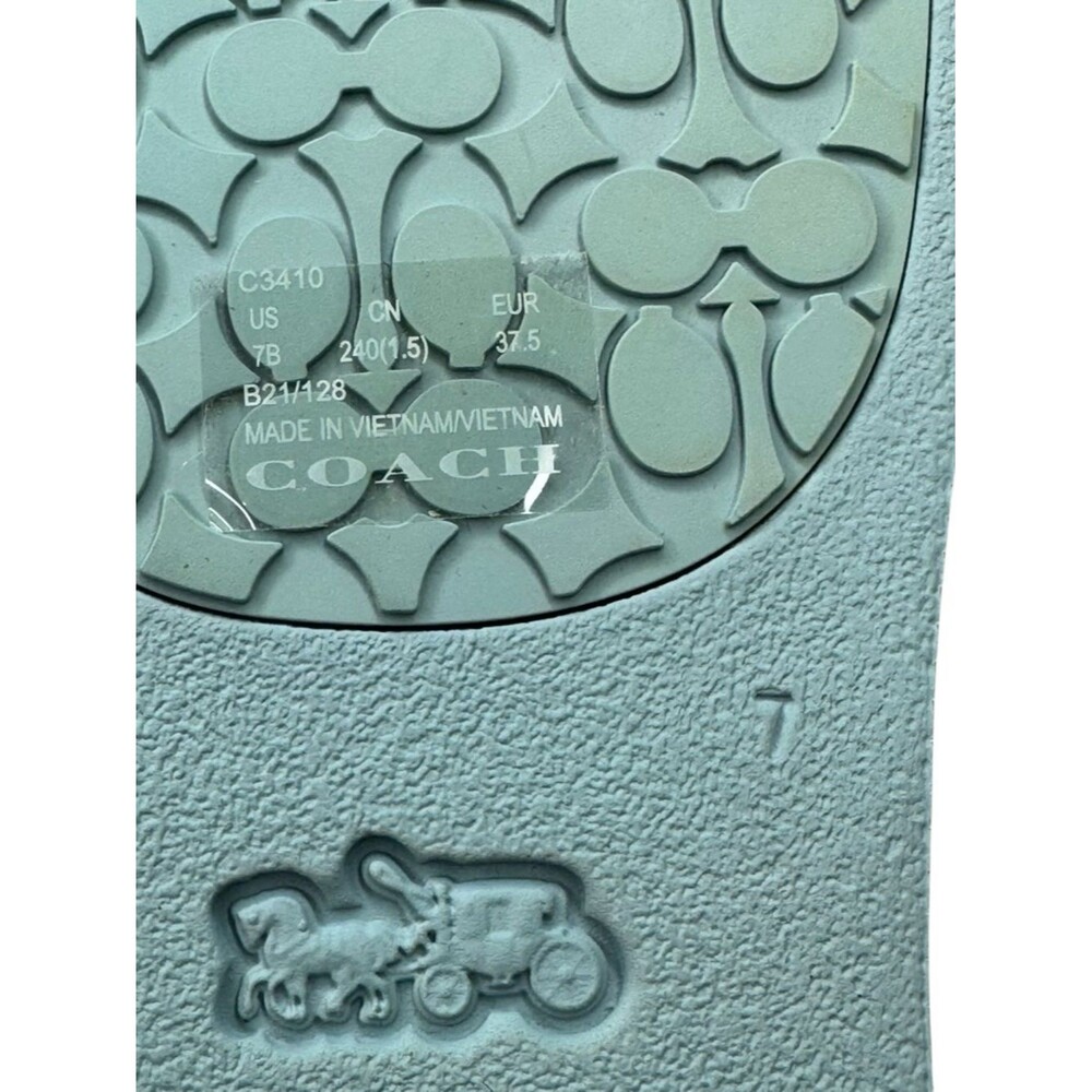 Coach Udele Signature Rubber Slides Green & Waterfall Size 7 - Picture 9 of 10